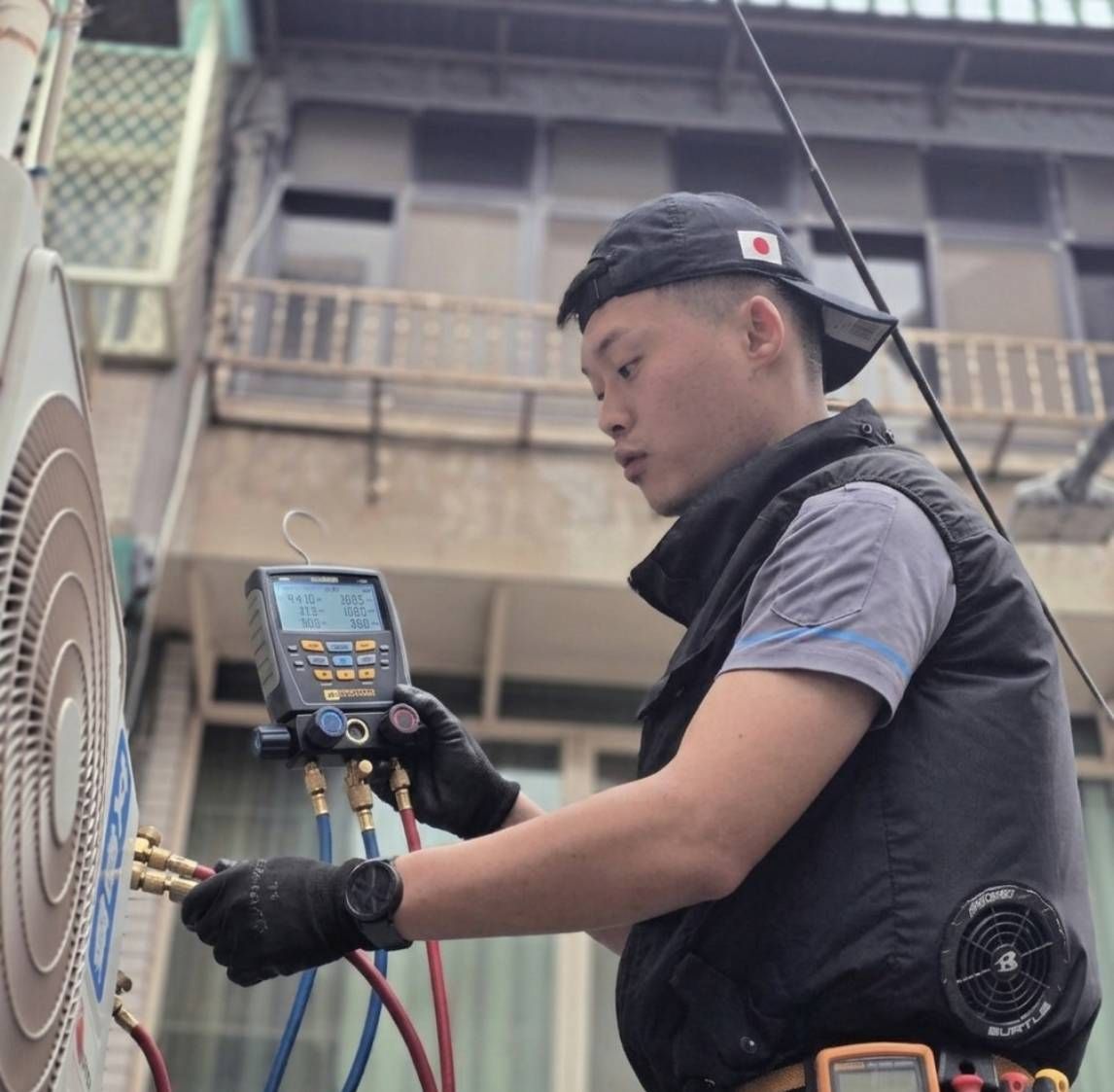 數位壓力表檢測與補冷媒作業